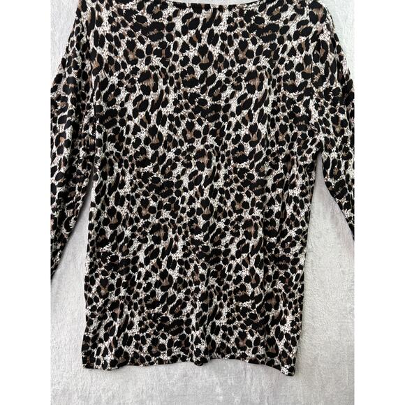 Mario Serrani Italy crew neck long sleeve leopard print top – size M - Picture 4 of 6